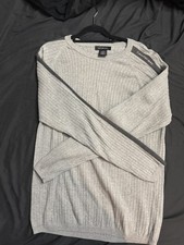 Calvin Klein Jeans Men's Sweater Gray Crew Neck Ribbed Shoulder Logo Size: Large