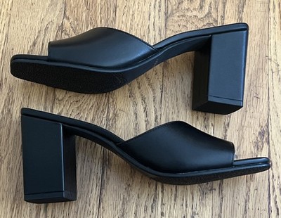 Lisa Vicky VITAL-V Open Toe Slide Sandal In Black Sheep Nappa Size 8 New