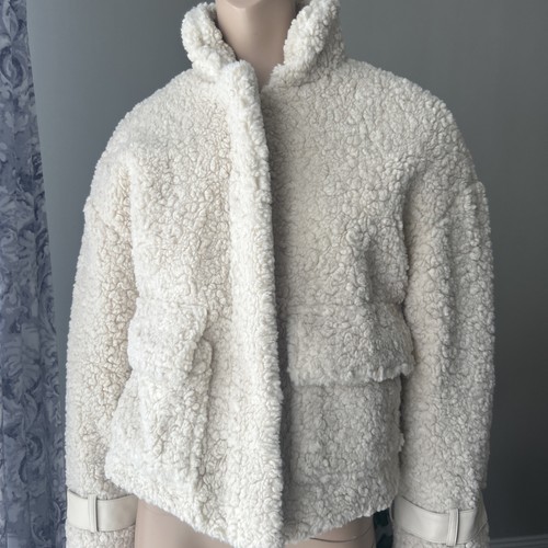 DH New York Teddy Bomber Jacket Poodle Coat Faux Sherpa Buckle Soft Sz XXS Ivory - Picture 2 of 12