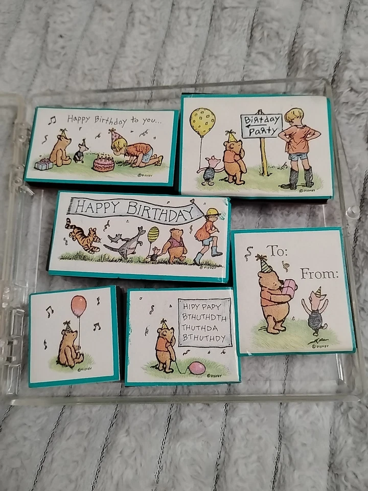 Juego de estampillas de goma clásicas de Winnie The Pooh de colección para toda la noche raras usadas Foto 2 de 4