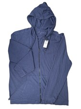 John Varvatos Double Knit Full Zip Hooded Peace Sweatshirt Blue Size XXL NEW NWT