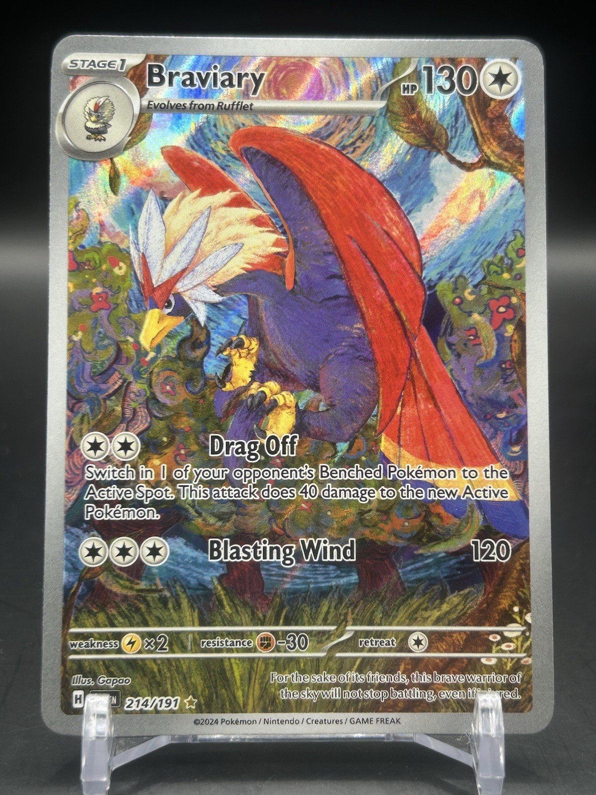 Pokemon TCG Braviary 214/191 Illustration Rare Full Art Holo Surging Sparks LP