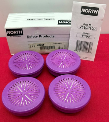#ad NORTH® HONEYWELL 7580P100 P100 6T451 RESPIRATOR FILTER CARTRIDGE 1 PKG QTY 4 $12.00