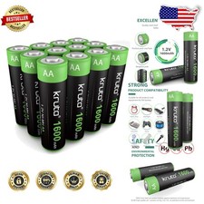 1600mAh Rechargeable AA Batteries - 12pk Ni-MH for Solar Lights, Remotes 2.42 per gallon