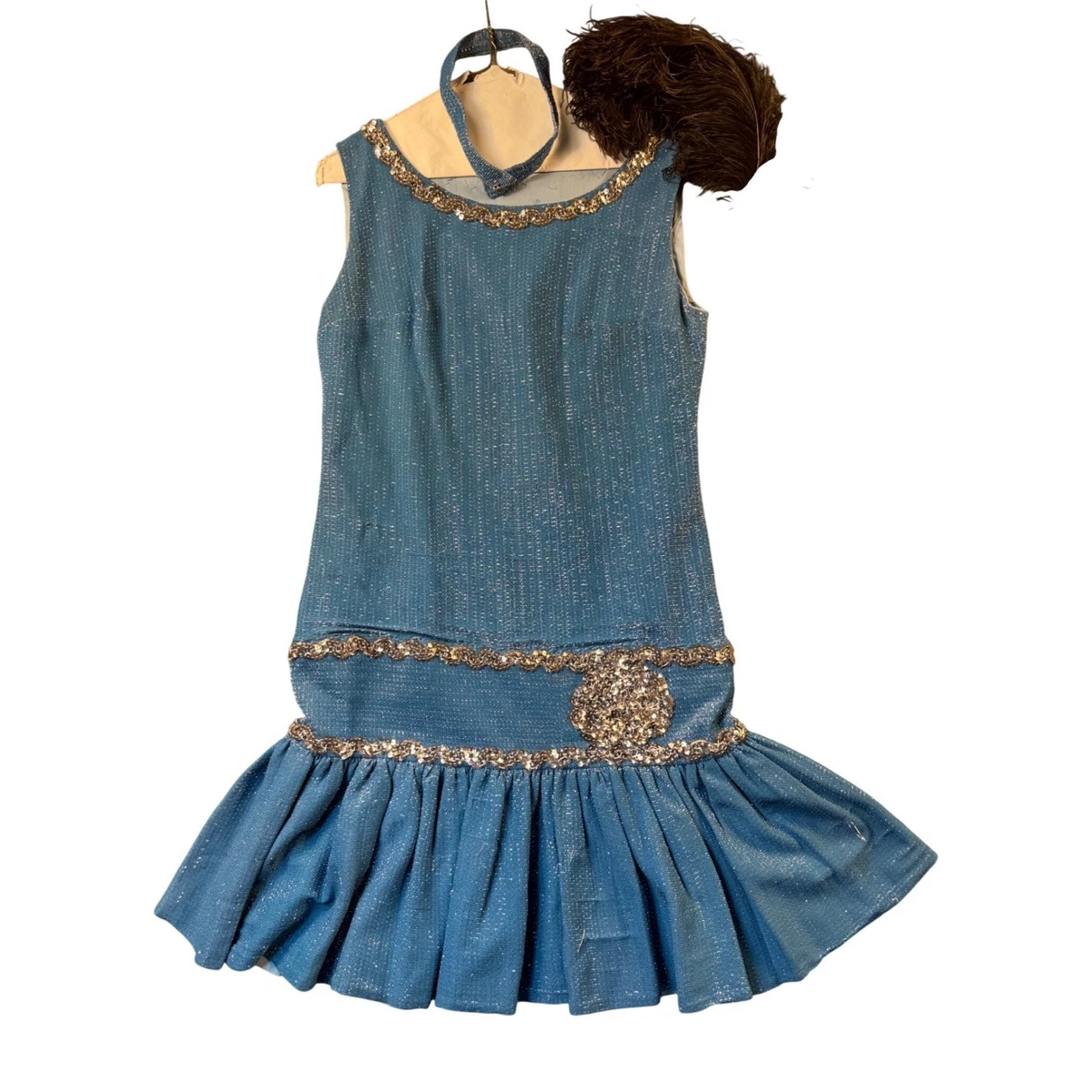 imperial beading dress 1920s Silk Blue Beaded Flapper Dress – Shrimpton Couture main image 0
