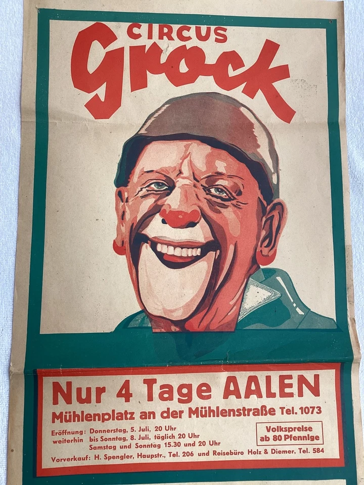 Poster Circus Grock,Veranstaltungsplakat Grock,Circus in Aalen,Schweizer Grock - Bild 2 von 4