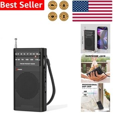 Compact Portable AM/FM Radio with Loud Speaker  Long Range Reception - Black