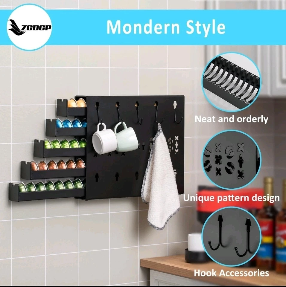 Soporte para cápsulas de café Nespresso Vertuo cajón organizador montado en la pared (izquierdo Foto 3 de 4