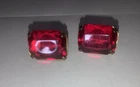 VINTAGE MIRIAM HASKELL ? EMERALD CUT RED LUCITE EARRINGS. —Clean!