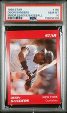 1989 STAR MINOR LEAGUE BASEBALL #150 DEION SANDERS RC PSA 10 POP 5 YANKEES