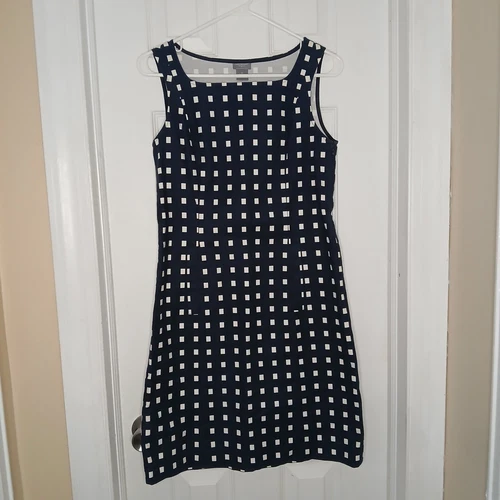 VETEMENTS Abito tubino donna Ann Taylor taglia 8P blu navy senza maniche scollo quadrato tasche