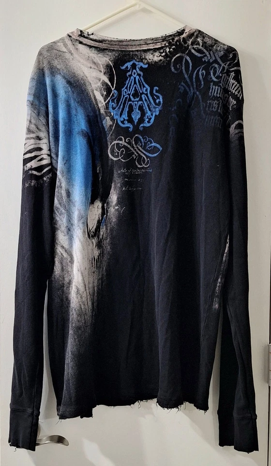 Y2K Archaic Affliction 长袖保暖男式 3XL 骑手双面图形 — 第 3/4 张图片