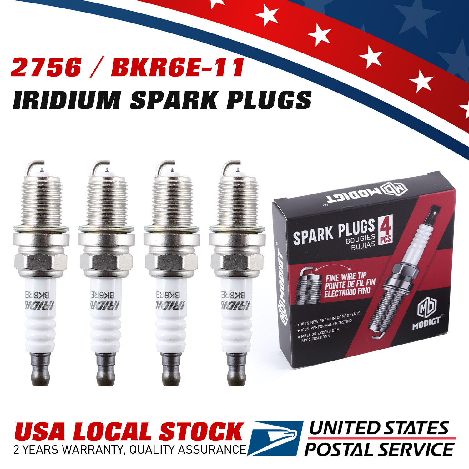 4Pcs Fit NGK 2756 BKR6E-11 Iridium Spark Plugs for SP406 RC9YCN4 RC9YC5 RC9YC4