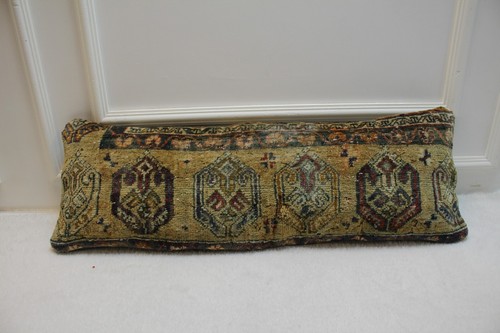 Ethnic Design Rug Pillow, Organic Wool Rug Pillow, Handmade Rug Pillow, 12x36 - Picture 2 of 11