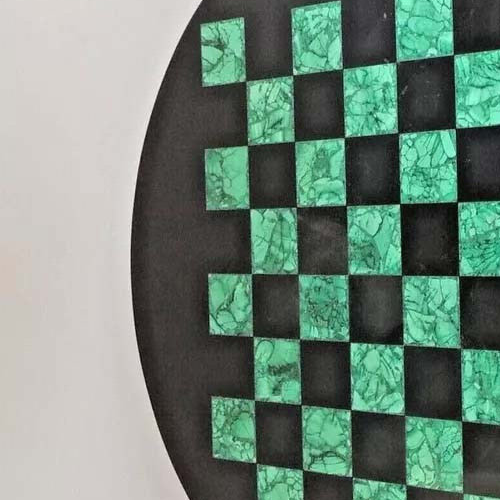 14" Elegant Chess Board Table Decor Handmade Black Marble Malachite Stone Arts - Picture 6 of 10