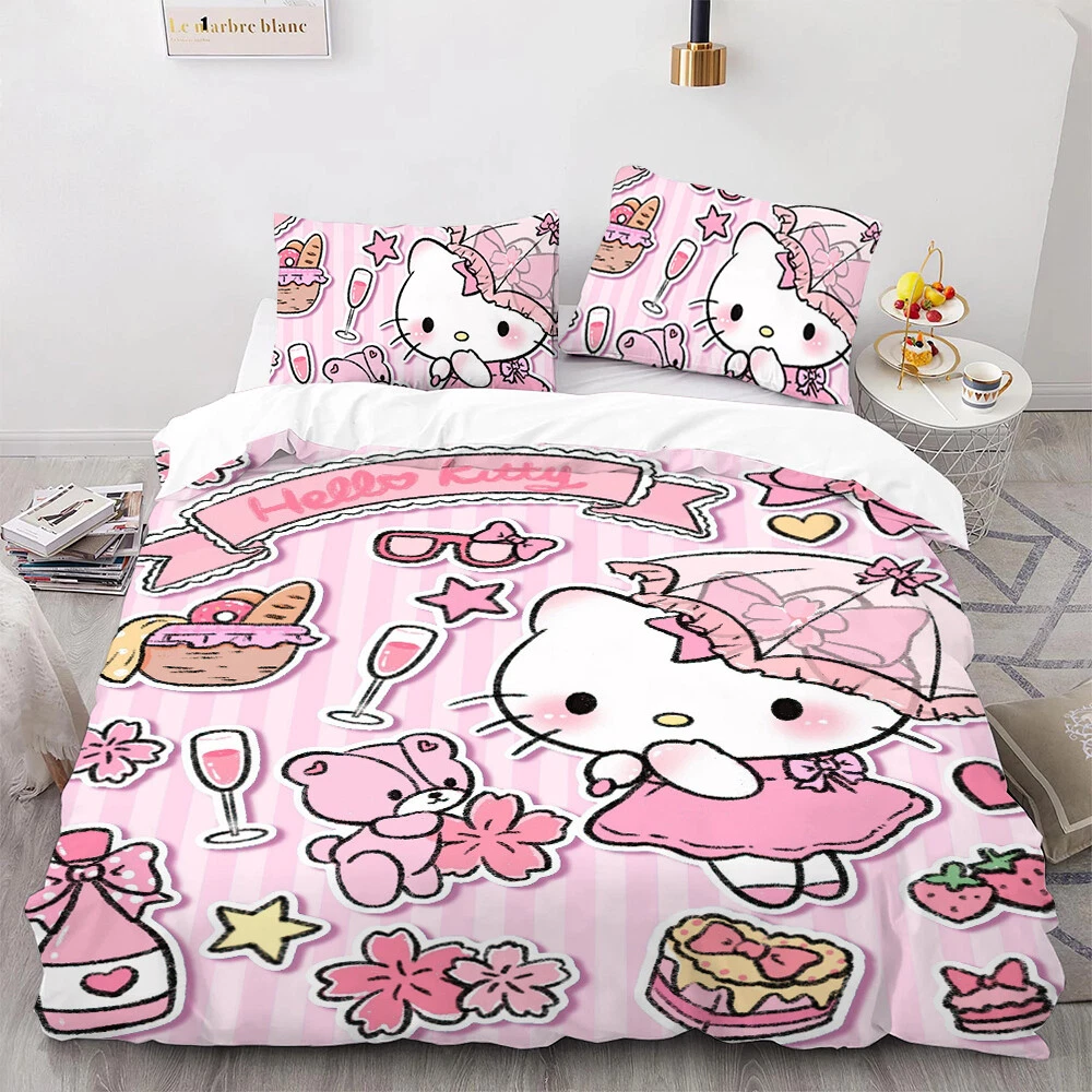 Cartoon Family  Kitty Cat Kuromi Bedding Set