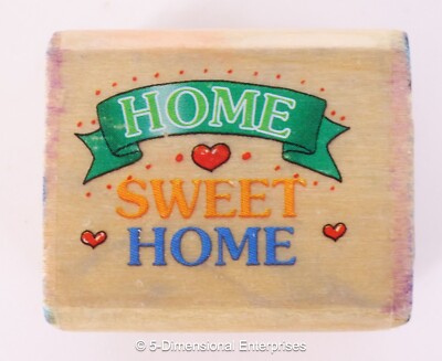 Vintage 1995 Noteworthy HOME SWEET HOME Wooden Rubber Stamp