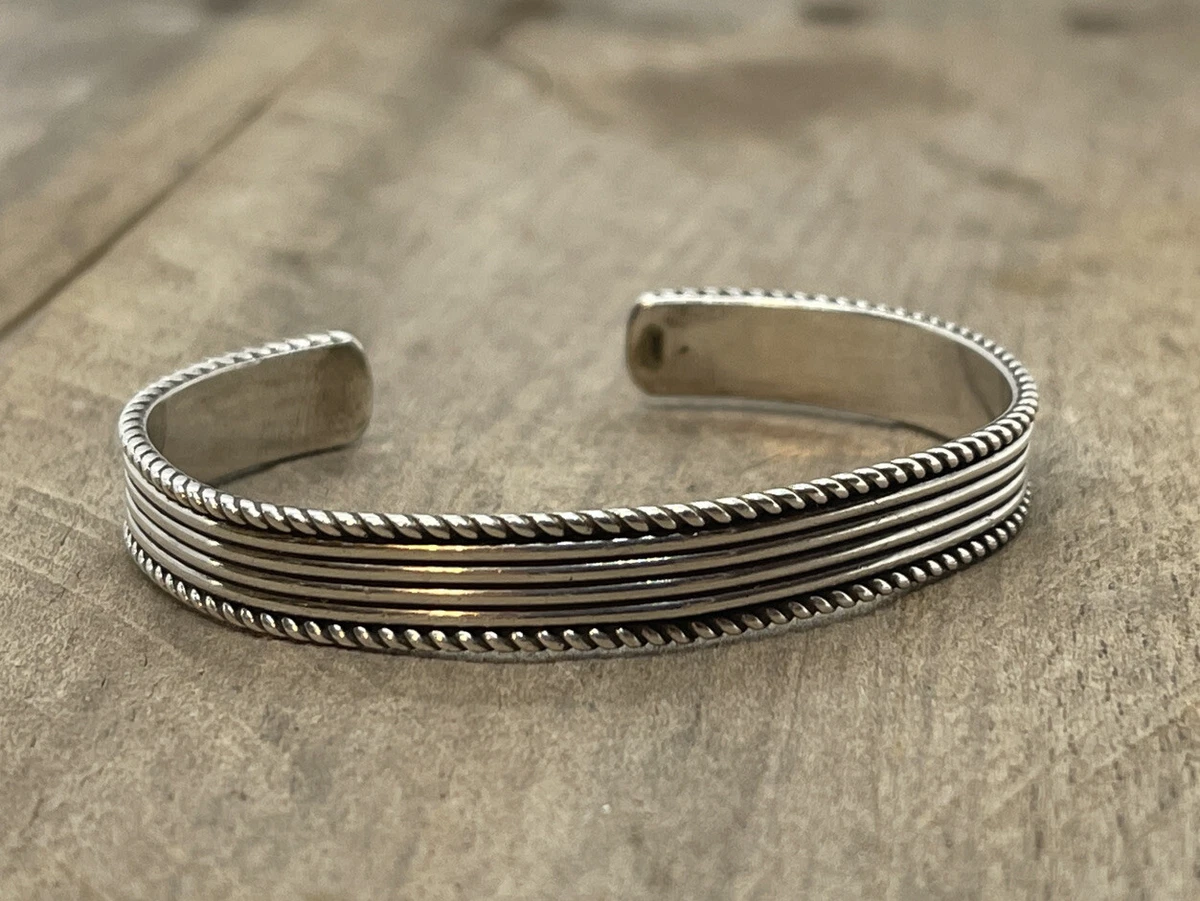 Native American Navajo Sterling Silver Handmade Cuff Bracelet Tom Hawk 6
