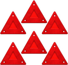 Enjoyist 6-Pack Red Safety Reflector Warning Sign Slow Moving Vehicle Triangl