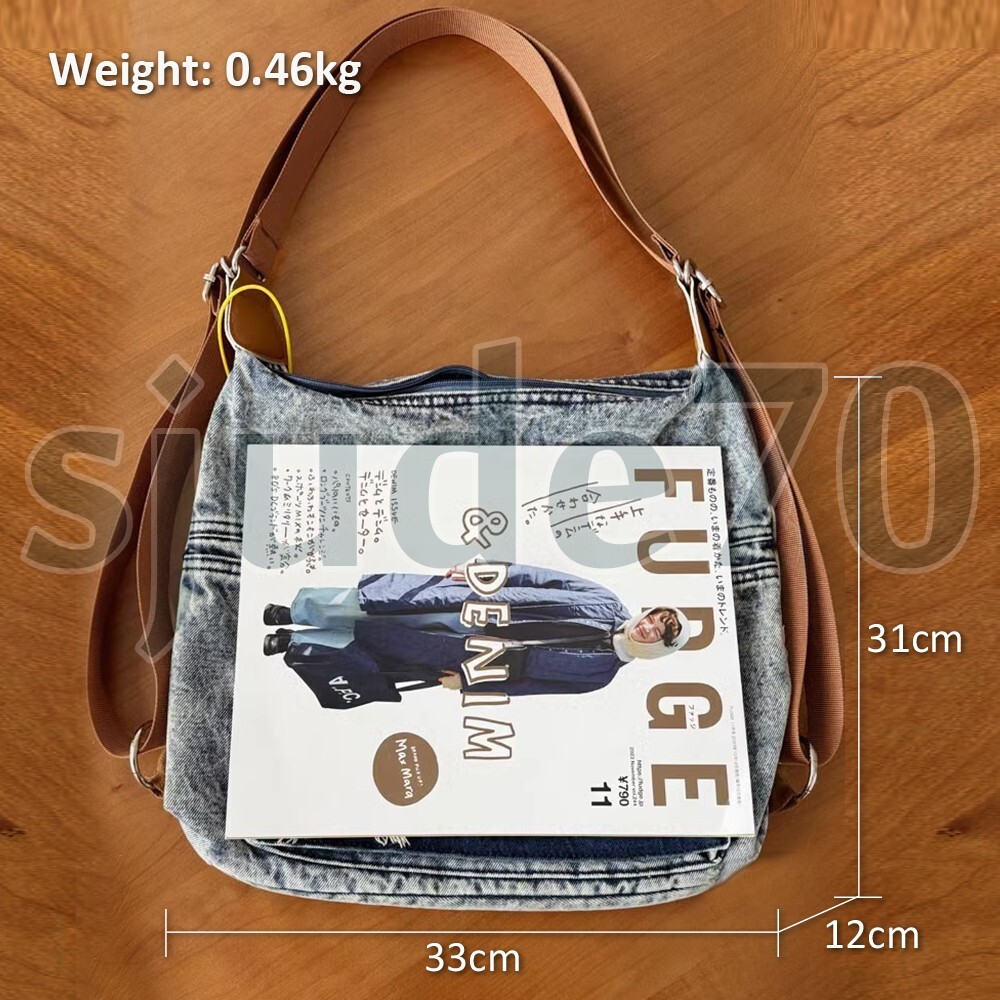 Women Shoulder Tote Bag Denim Handbag Backpack Blue Jean Purse