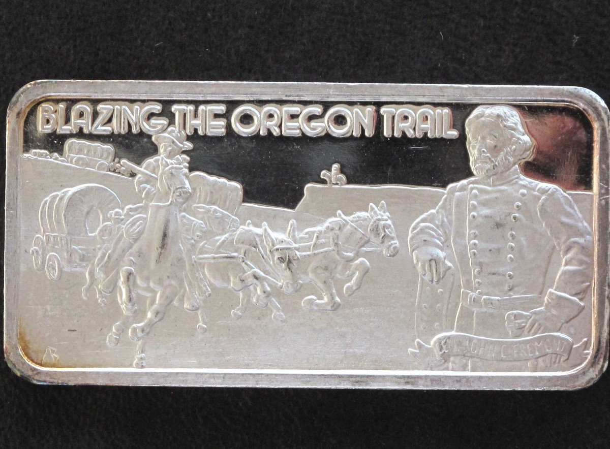 1974 Blazing the Oregon Trail Silver Art Bar HAM-446 Hamilton Mint