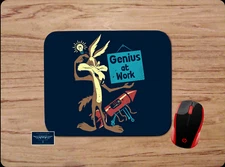LOONEY TUNES COYOTE GENIUS AT WORK FUNNY CUSTOM PC MOUSE PAD MAT DESK MAT GIFT