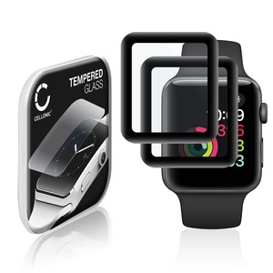 2x Pellicola di vetro per Apple Watch 3 - 42mm Gorilla Glass 2.5D nero |  eBay
