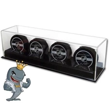 BCW Deluxe Acrylic Black Base Four Puck Display FREE SHIP