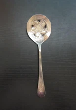 Vintage Tomato Berry Spoon Sheffield England Silver Plated Slotted Serving
