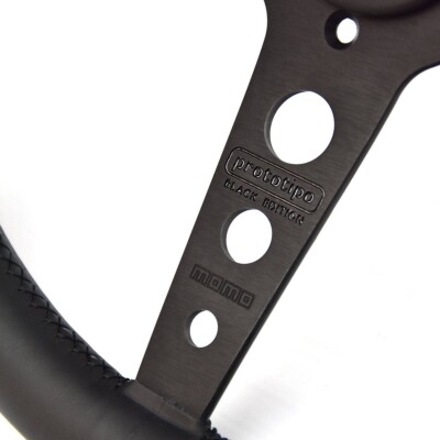 MOMO Prototipo P5 Black Edition 350mm 14in Genuine Leather Sport