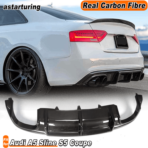 For Audi A5 Sline S5 Coupe 2012-16 REAL Carbon Rear Bumper Lip Diffuser Spoiler  - Bild 1 von 13