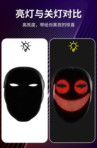Futuristic LED Luminous Mask Halloween DJ Party Stage Nightclub Prop Helmet Gift - Picture 5 of 17