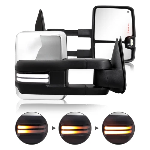Chrome Tow Mirrors for 2003-2007 Chevrolet Silverado 1500 2500 LS LT Switchback