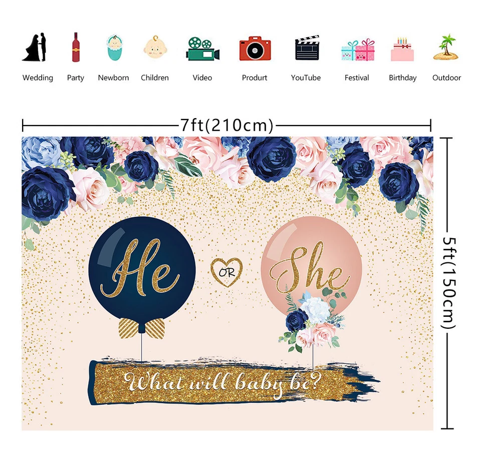 Telón de fondo de revelación de género borgoña él o ella lo que será el bebé decoración de fiesta telón de fondo Foto 3 de 4