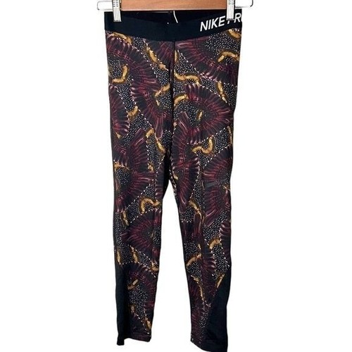 Nike Pro Dri-Fit Multi Color Bird Print Activewear Leggings Size Small