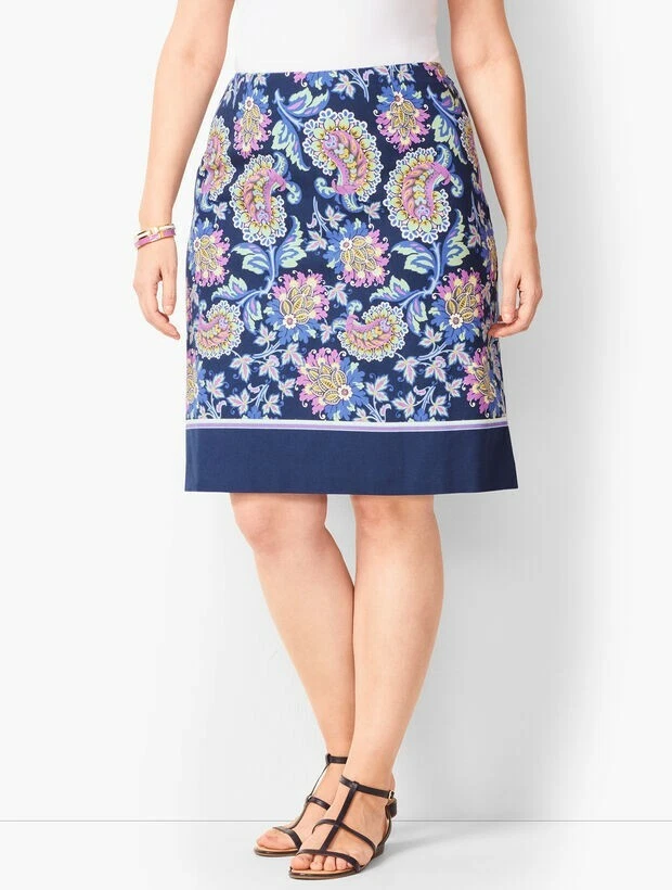 Talbots Floral Paisley Canvas A-line Skirt Women's Sz 2 + Free Gift