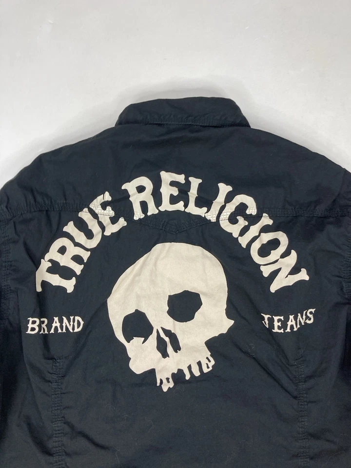 Camisa a Presión True Religion Estampado de Calavera Perla Occidental Hombres Grande Manga Larga Y2K Foto 2 de 4