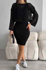Knitwear Perforated Sweater Dress Set