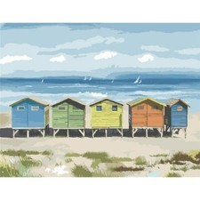 Paint By Numbers Adults kids Beach with houses DIY Painting Kit 40x50CM Canvas