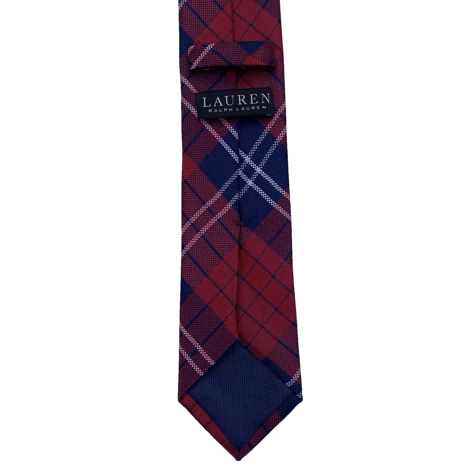 LAUREN Ralph Lauren Men's Silk/Wool Neck Tie Red Blue Tartan Plaid Black Label - Image 3 of 4