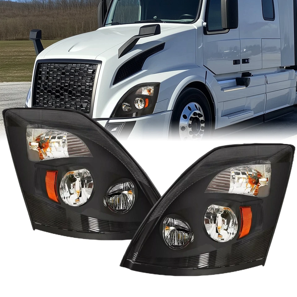 For Volvo VNL 2004-2018 Truck Black LED Headlights Headlamps Left+Right - Image 4 of 4