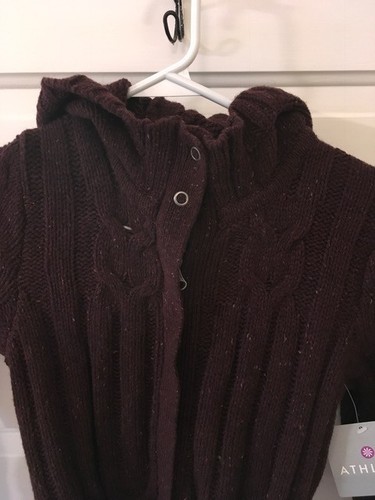 NWT Athleta Zip Up Hoodie LS Sweater Size XS in Maroon - Picture 2 of 5
