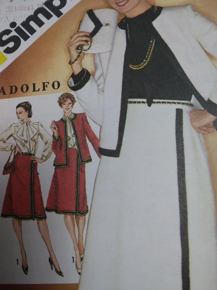 Skirt Blouse Jacket Bag 12 Adolfo Simplicity 5193 Sewing Pattern 80's UC Classic - Image 2 of 4