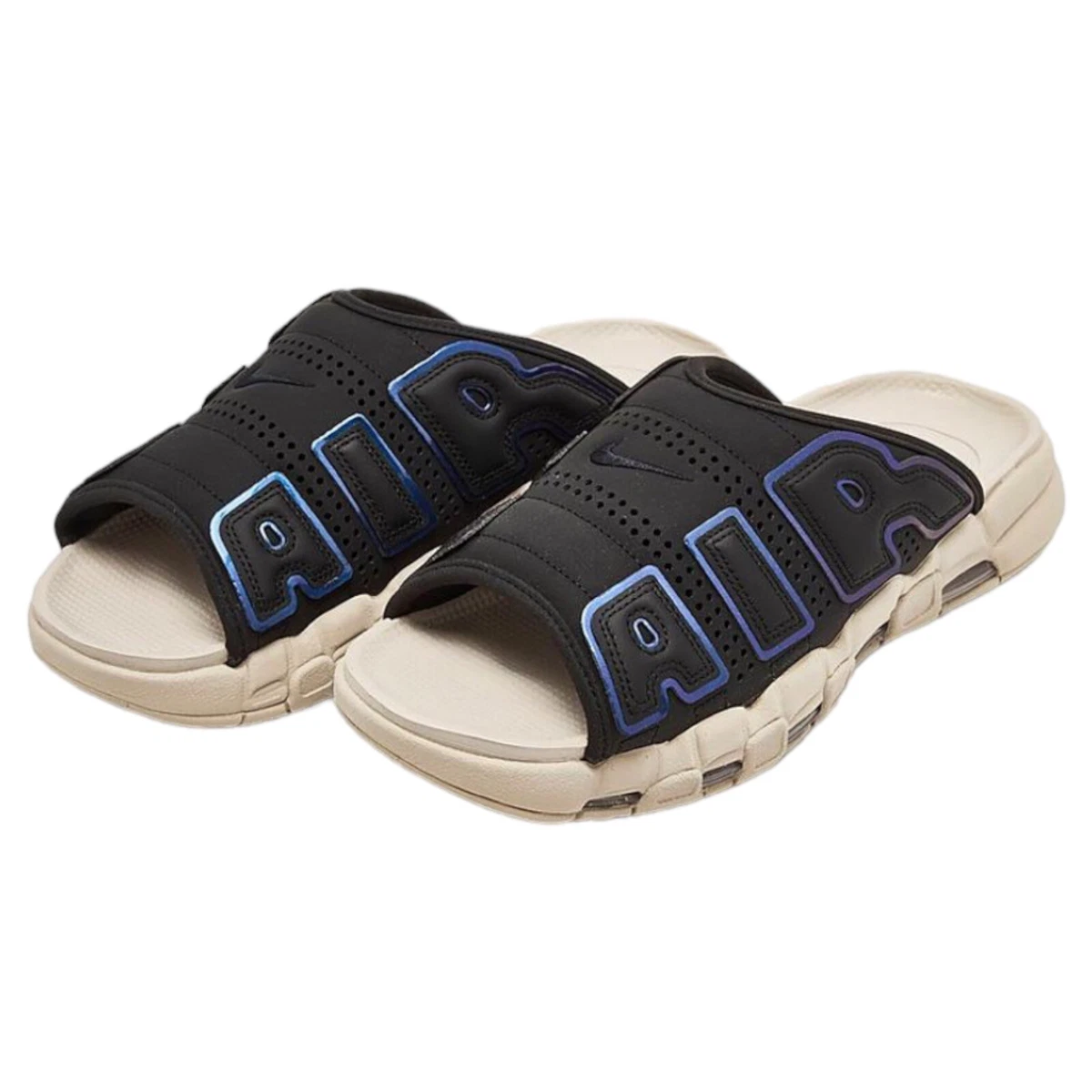 Nike Air More Uptempo Slide Sandals FB7799-001 Black Sanddrift 