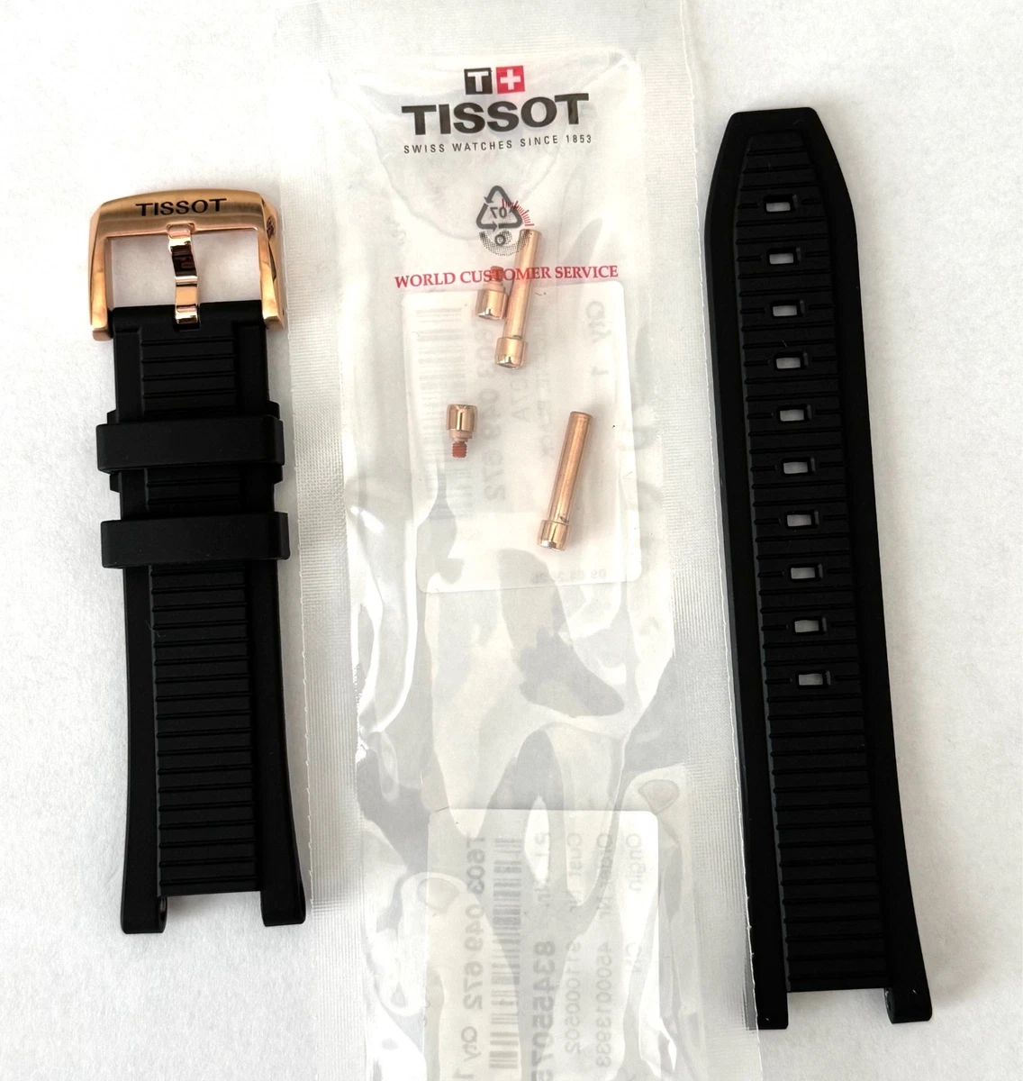 Original Tissot T-Race For T048417A , T048427A WHITE / GOLD Rubber