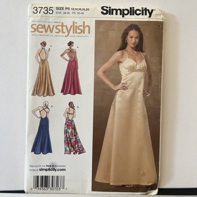 Simplicity Schnittmuster Abendkleid Ballkleid Neckholder Crossback NEU 12-20 3735