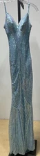 Windsor Women's Size XS Light Blue Iridescent Sequin Sleeveless Maxi Dress NWT