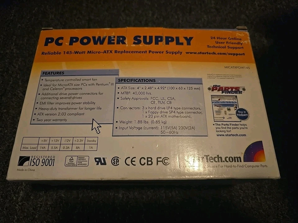 *NEW* StarTech 145W Micro-ATX Power Supply - 20-Pin - Image 2 of 3