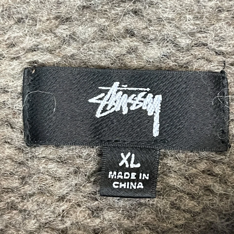 Suéter Stussy Denim Tears Para Hombres XL Gris Cremallera Completa Tejido Lana Pesada Con Capucha Foto 3 de 4