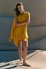Free People Jordy Mini Dress Mango Juice Sleeveless Asymmetrical Oversized L NWT